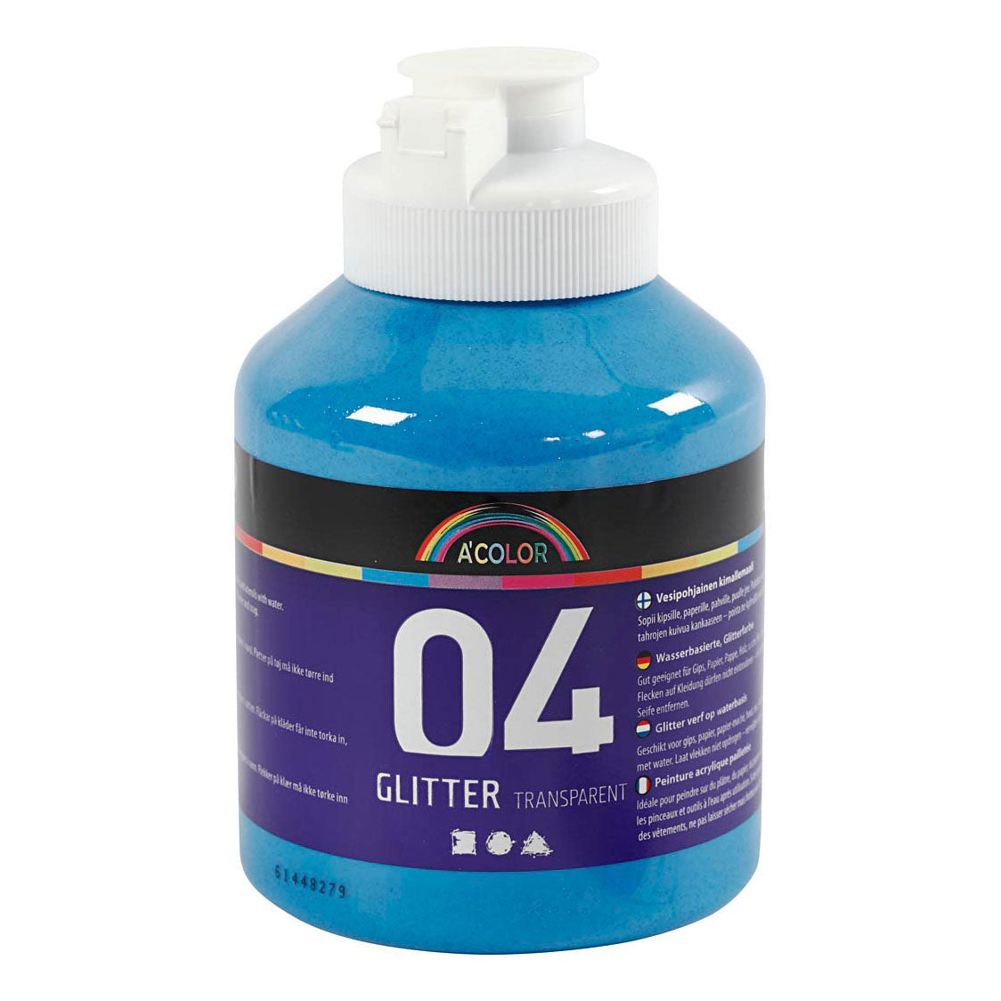 Creative company acrylverf glitter voor kinderen - blauw, 500ml