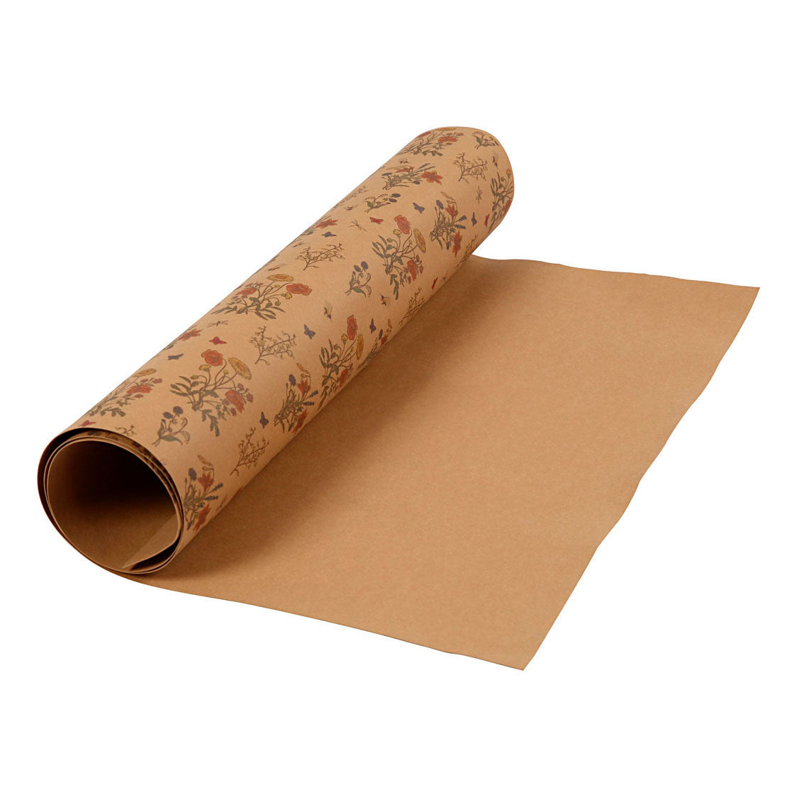 Creativ company kunstleer papier bruin met bloemenprint, 1m