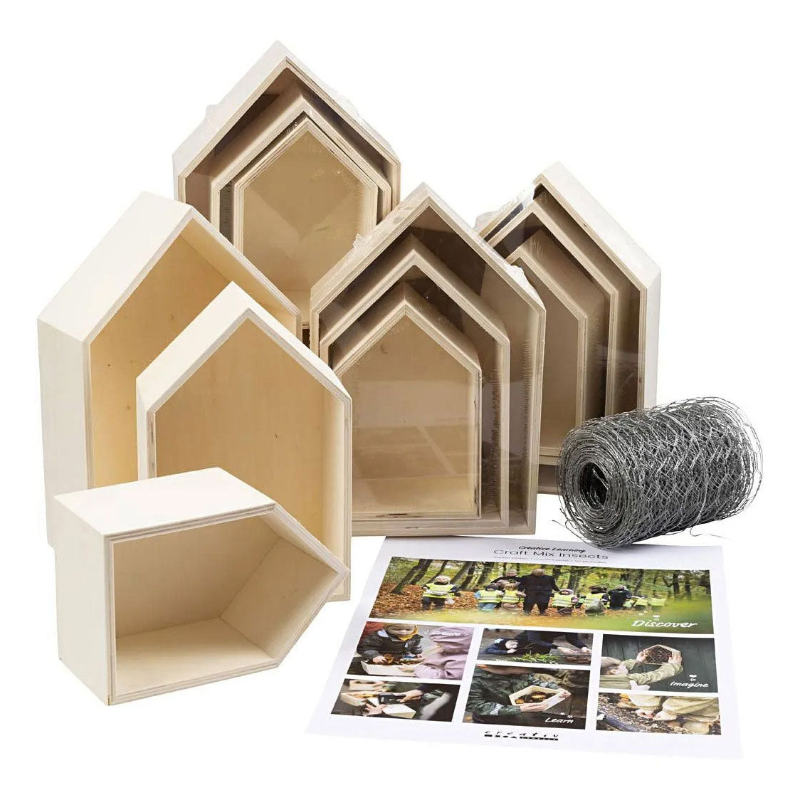 Creatief bedrijf creatieve doos insecten hout klaslokaalset