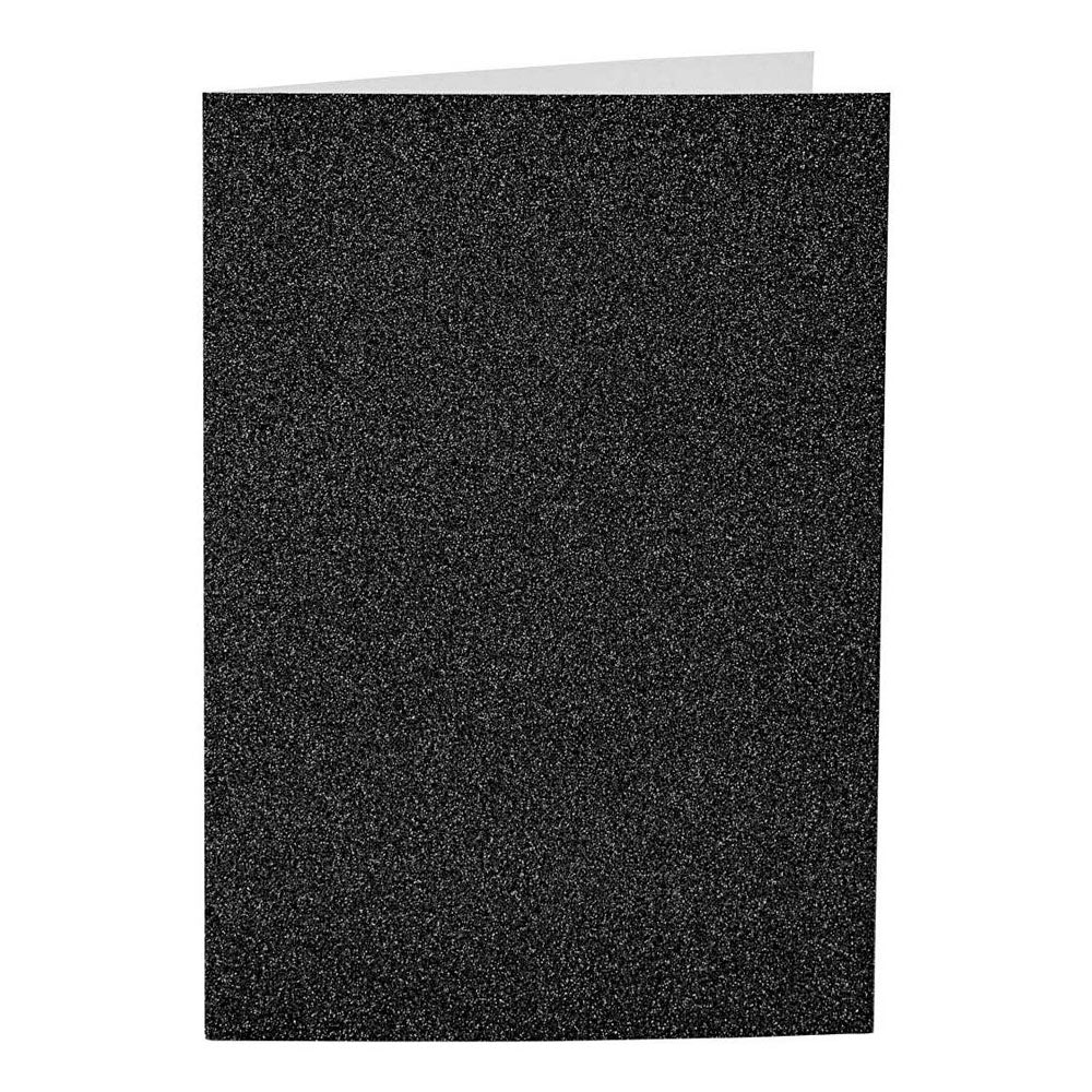 Creativ company kaarten en enveloppen 10,5x15cm glitter zwart - 4st.
