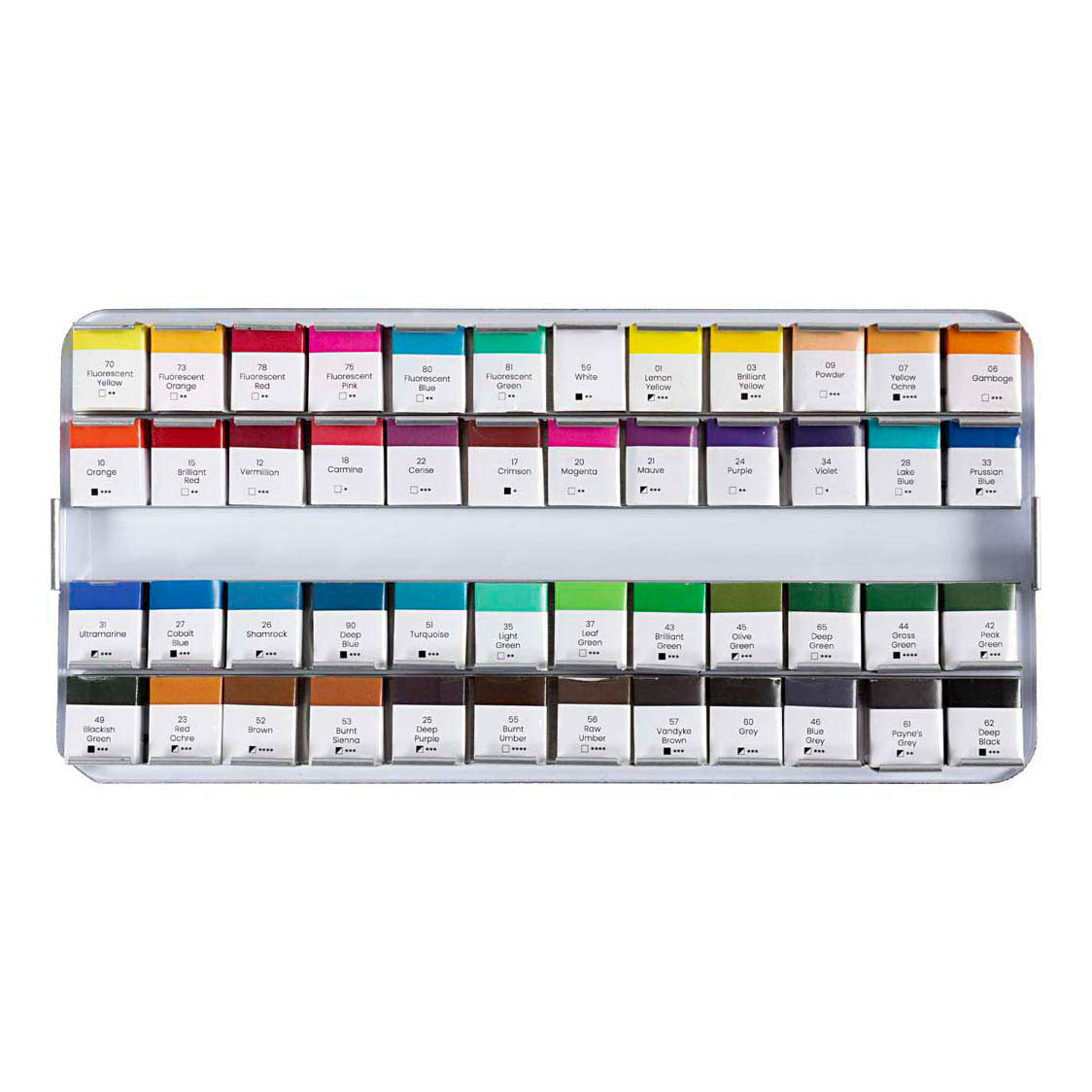 Creotime https: www.cchobby.nl art-aquarelverf-pan-afm-10x15x20-mm-standaardkleuren-48-kleur-1-doos