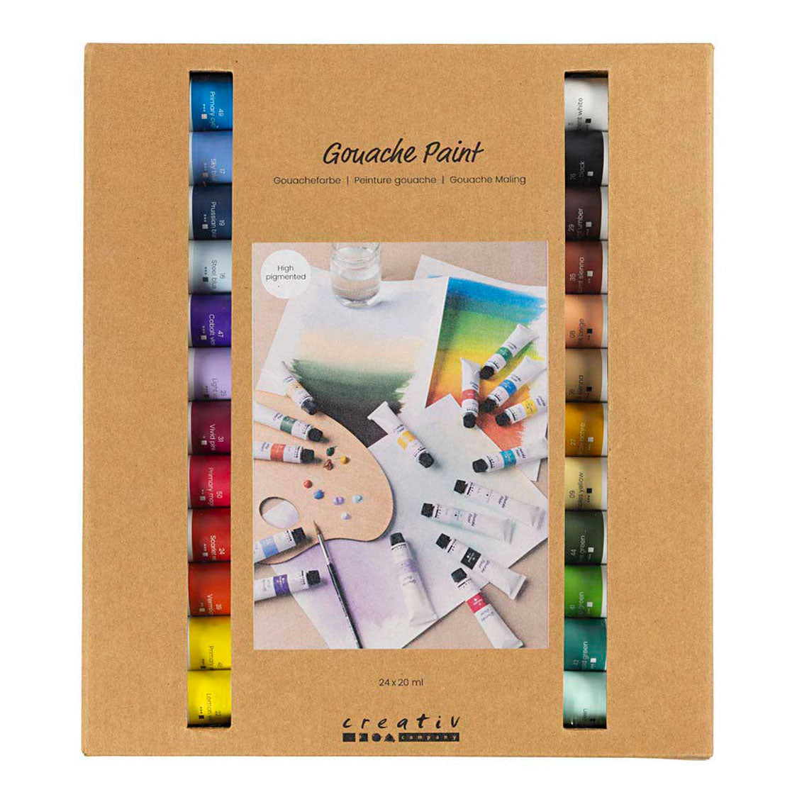 Creativ company gouacheverf diverse kleuren - 24x20ml.