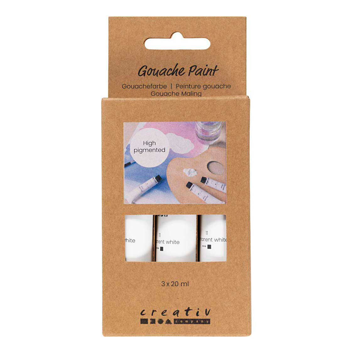 Creativ company gouacheverf wit - 3x20ml.