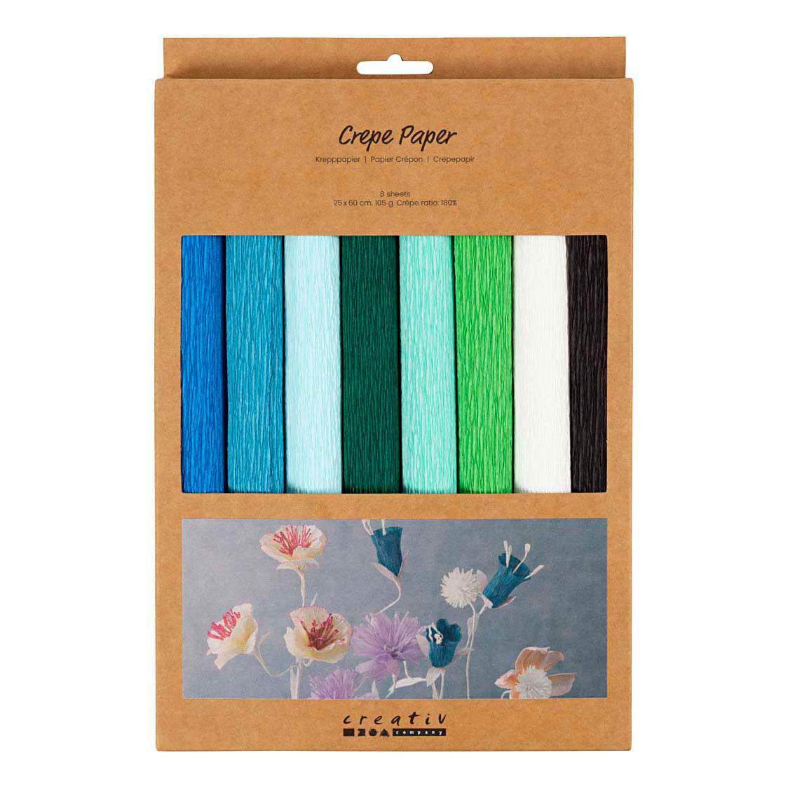 Creativ company crepepapier blauw en groen harmonie - 8st.