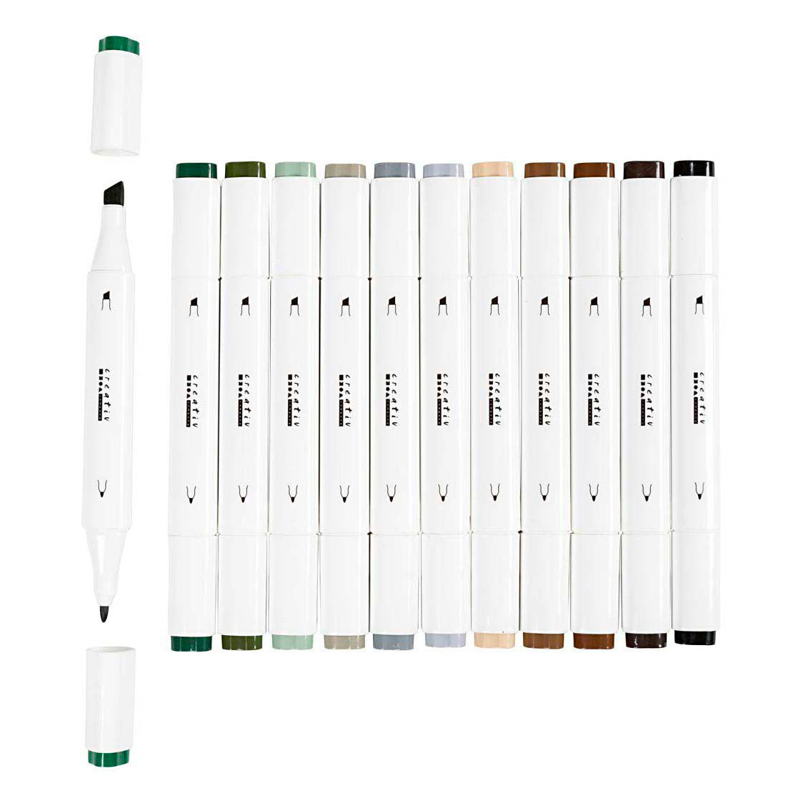 Creativ company tekenstift lijndikte 1+8mm natuurlijke kleuren - 12st.