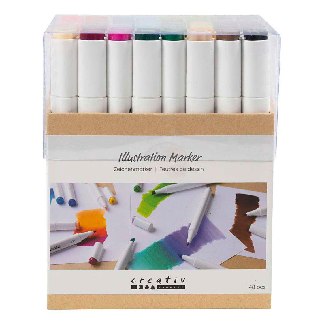 Creativ company tekenstift lijndikte 1+8mm standaardkleuren - 48st.