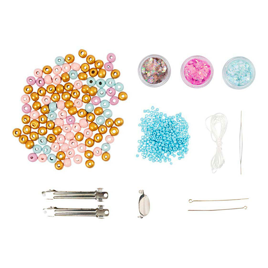 Creativ company https: www.cchobby.nl mini-hobbyset-sieraden-halsketting-armband-clips-broche-blauw-lichtblauw-pastel-roze-1-doos
