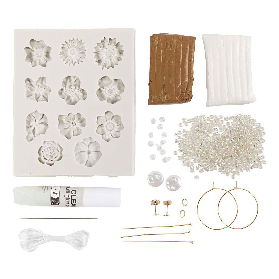 Creativ company https: www.cchobby.nl mini-hobbyset-sieraden-oorbellen-armband-en-halsketting-met-bloemontwerp-beige-licht-beige-beige-1-doos