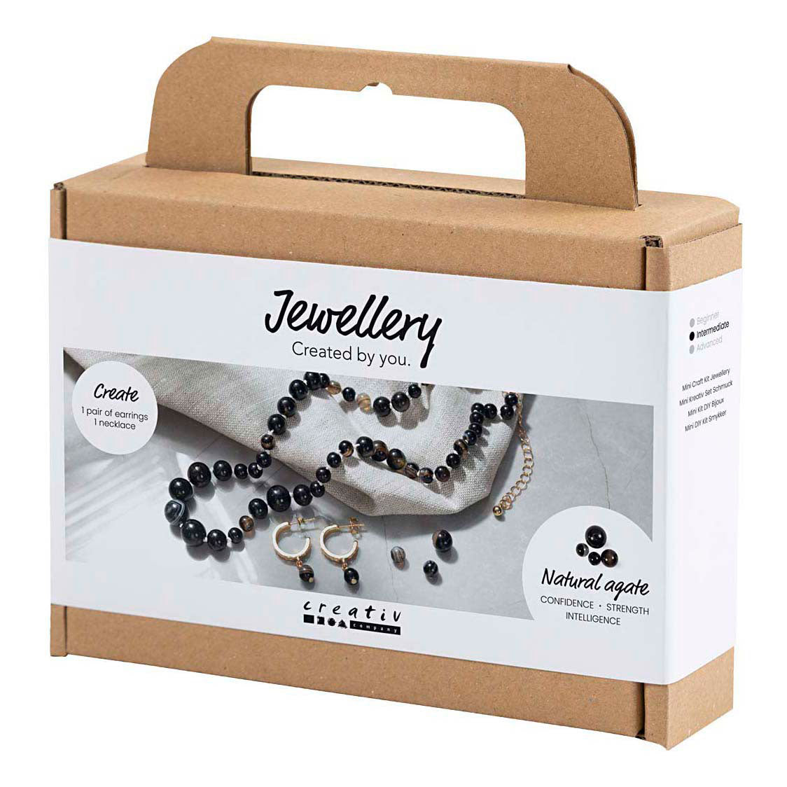 Creativ company mini hobbyset sieraden halsketting en oorbellen zwart en wit