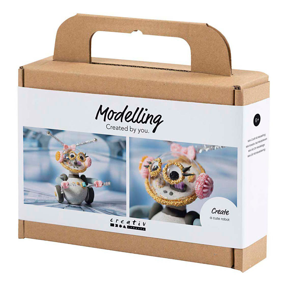 Creativ company mini hobbyset robot boetseren grijs en roze