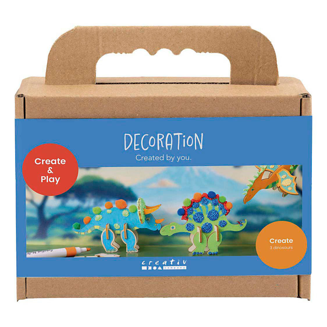 Creativ company https: www.cchobby.nl mini-hobbyset-decoratie-dinosaurus-blauw-groen-oranje-rood-1-doos