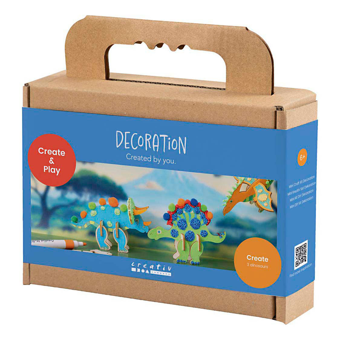 Creativ company https: www.cchobby.nl mini-hobbyset-decoratie-dinosaurus-blauw-groen-oranje-rood-1-doos
