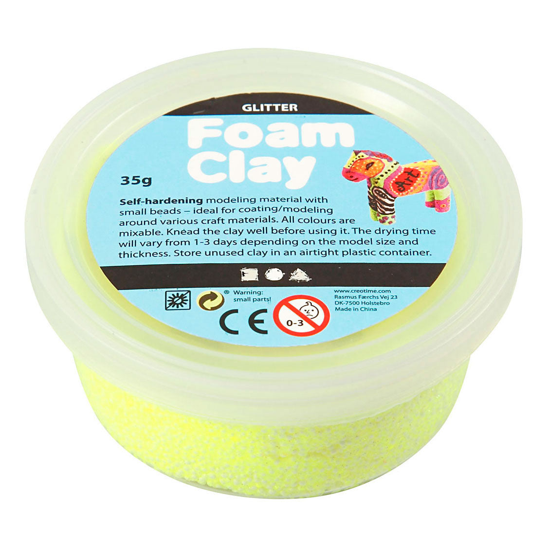 Creativ company foam clay glitter geel - 35gr.