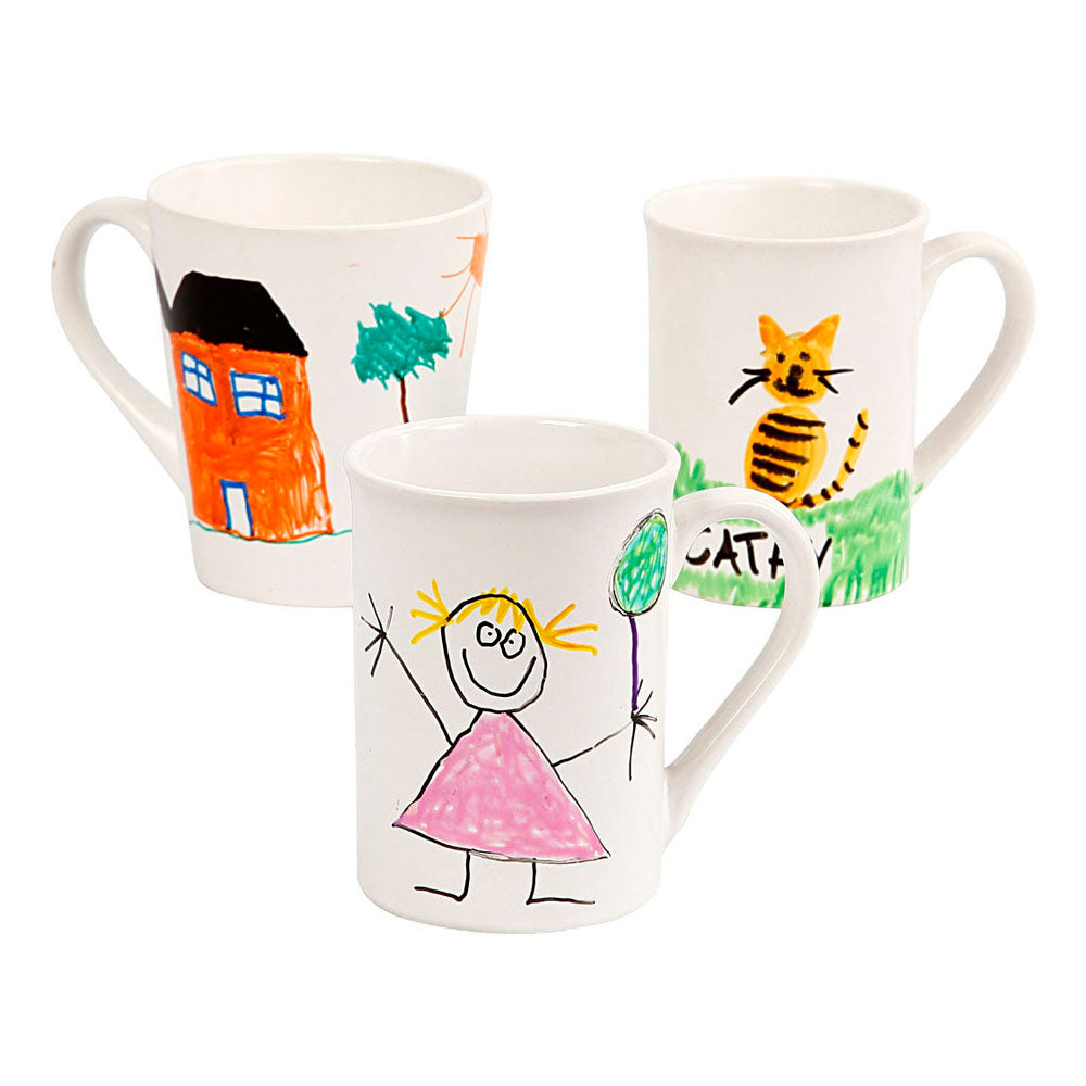 Creativ company groepsset mokken beschilderen - 48 witte porseleinen mokken
