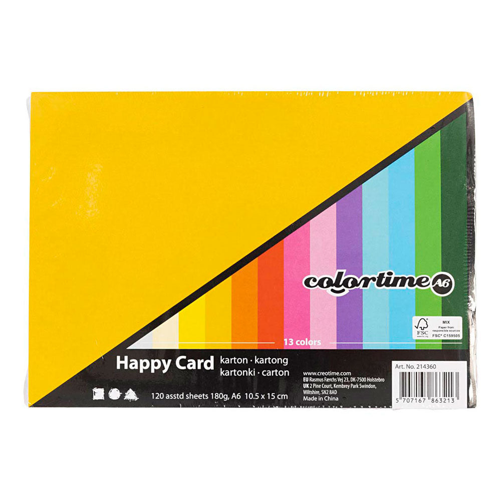 Creotime lente karton - diverse kleuren - a6 - 10,5x14,8cm - 180 grams - - 120 div vellen