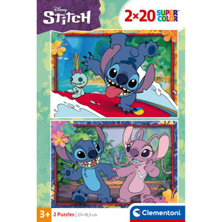 Clementoni puzzel 2x20 stukjes stitch disney | 3 stuks
