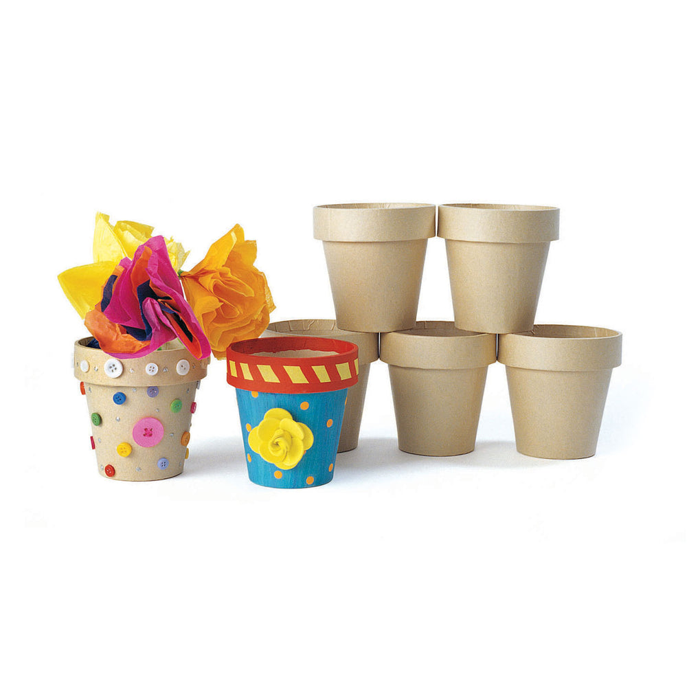 Kleuringen - Versier je Eigen Bloempotje Papier-Mache, Set van 10