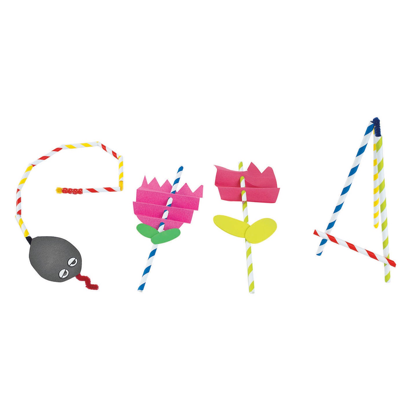 Kleuringen - Gekleurde Knutselrietjes, 100st. (4 kleuren)