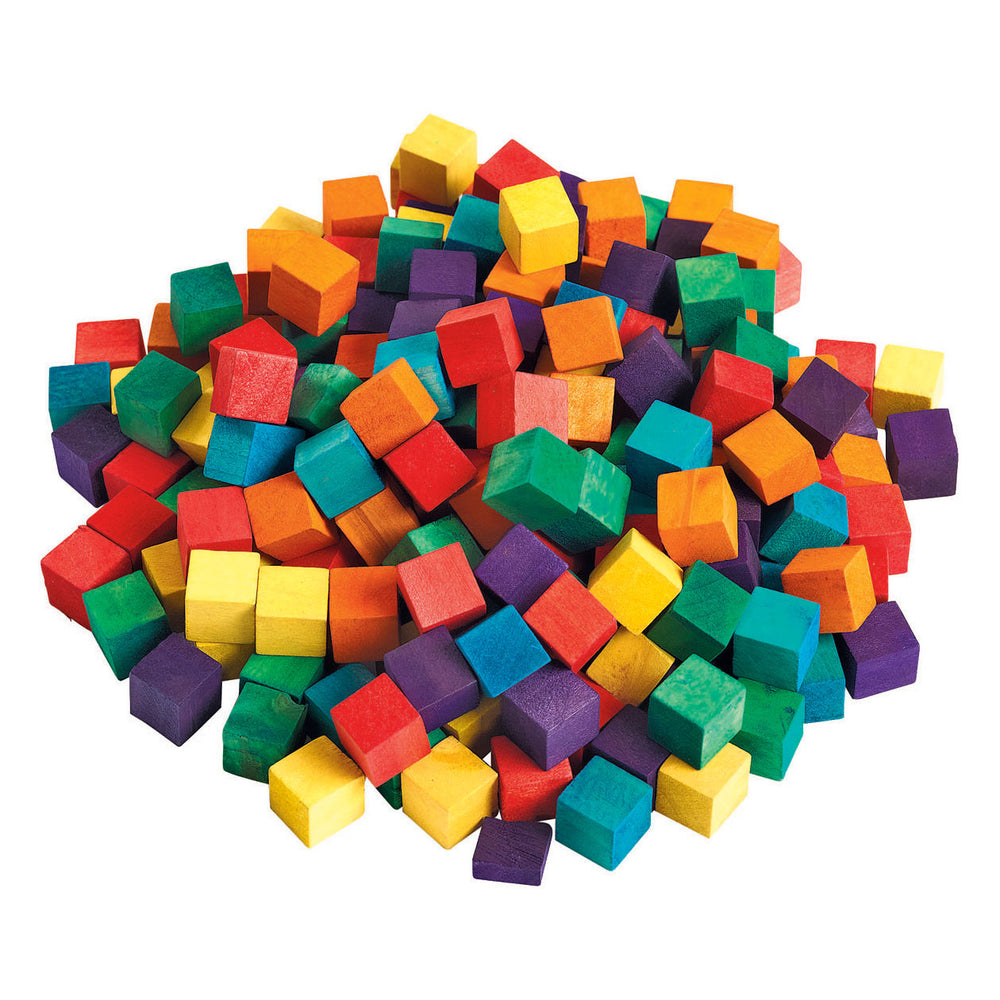 Kleuringen - mechanische houten kubus blokjes, 196st.