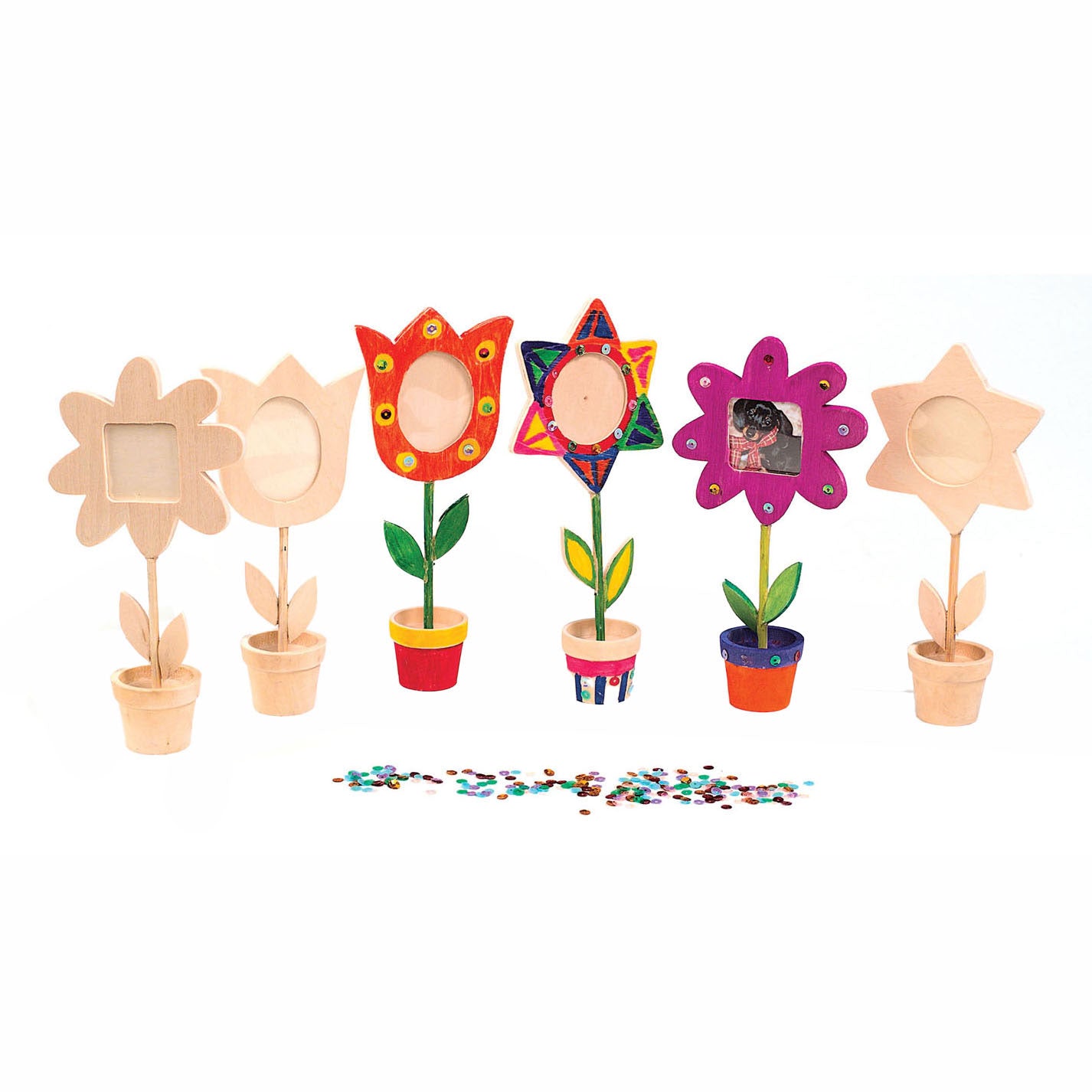 Kleuringen - Houten Bloempot Fotolijst, Set van 12