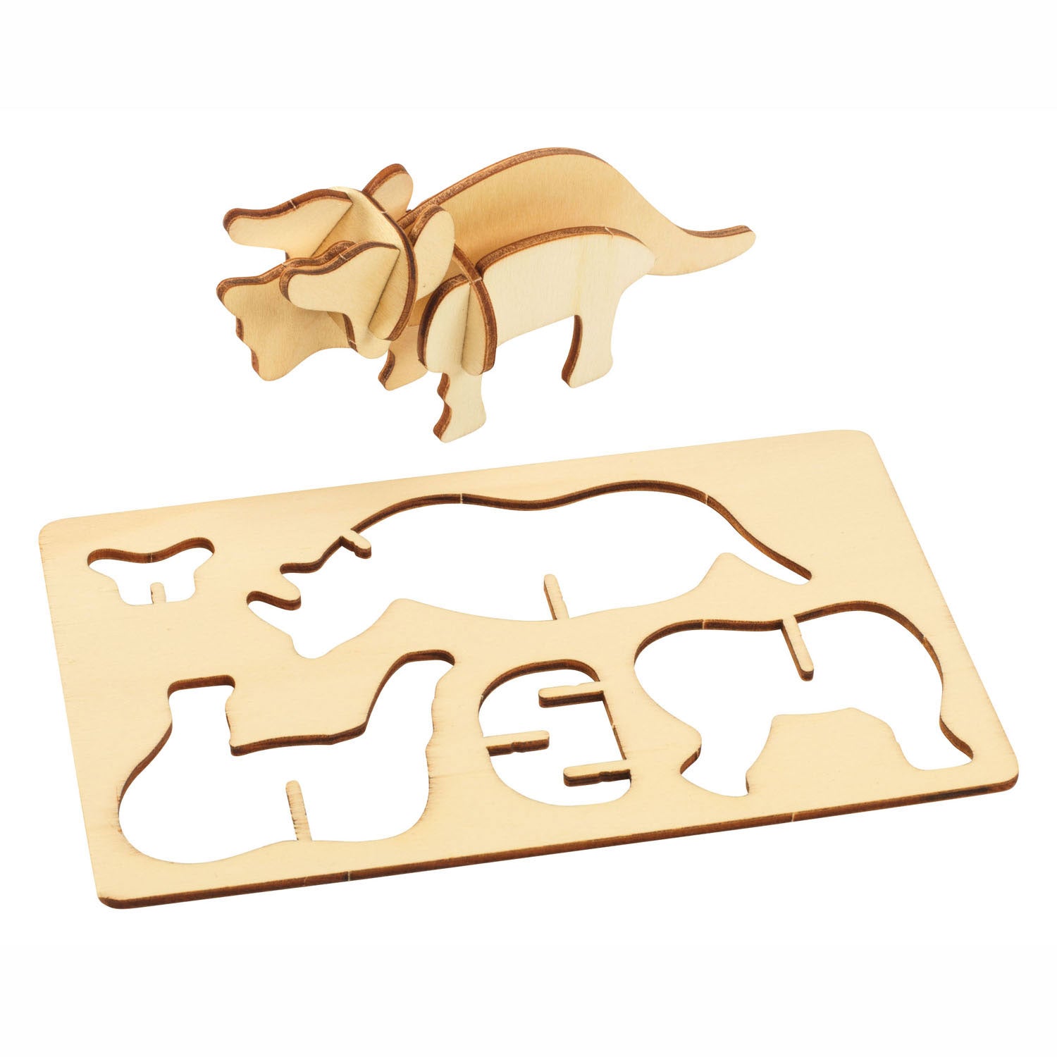 Colorations bouwpakketje houten 3d jungledieren, set van 4