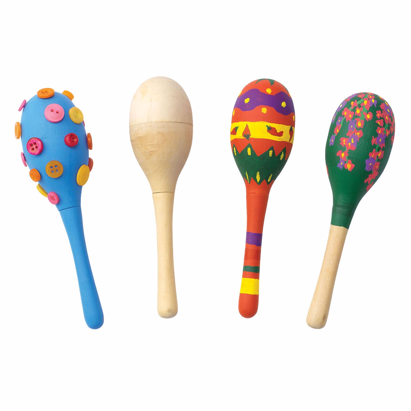 Kleuringen Versier je eigen Houten Maracas, Set van 12