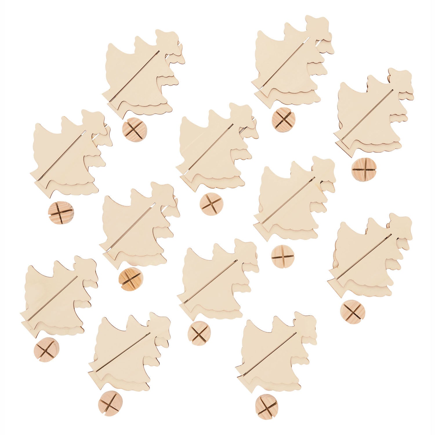 Inkleuringen Maak je eigen Houten Kerstboom, Set van 12