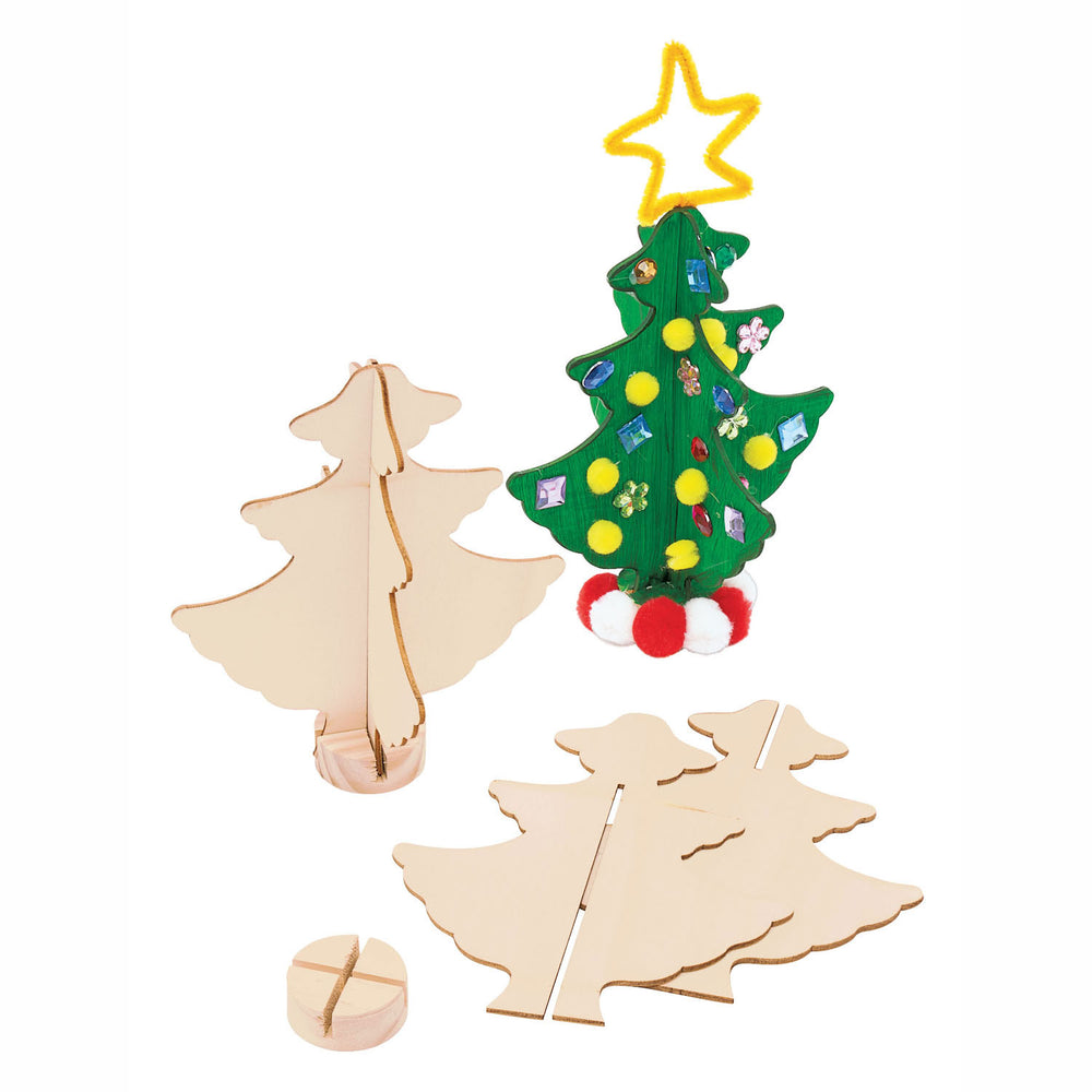 Inkleuringen Maak je eigen Houten Kerstboom, Set van 12