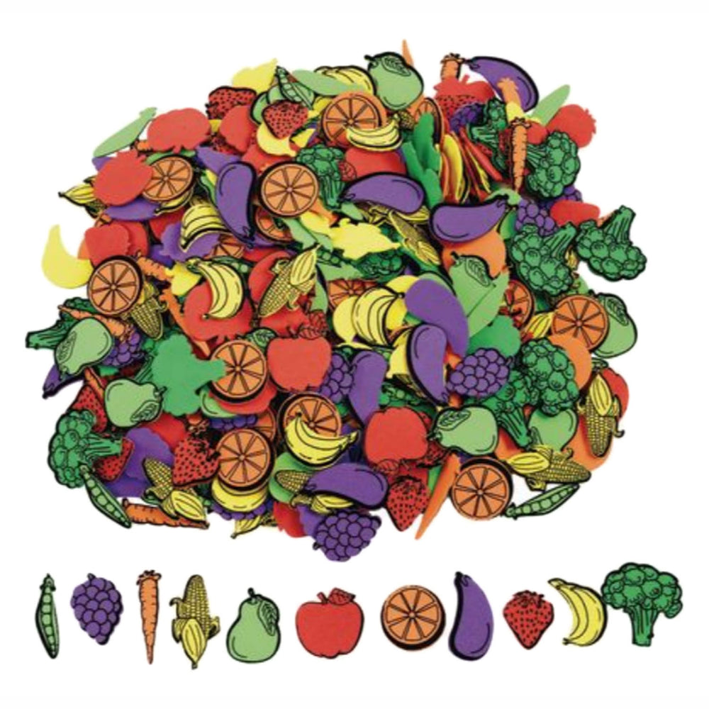 Kleuringen - zelfklevende schuimgroenten en fruitstickers, 500st.
