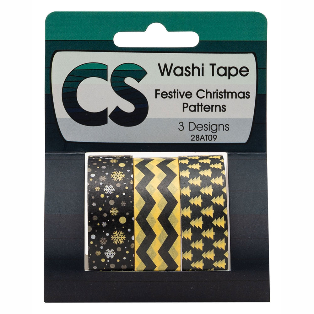 Kleuringen - Washi Tape Feestelijke Kerstpatronen 3 Rollen, 5mtr.