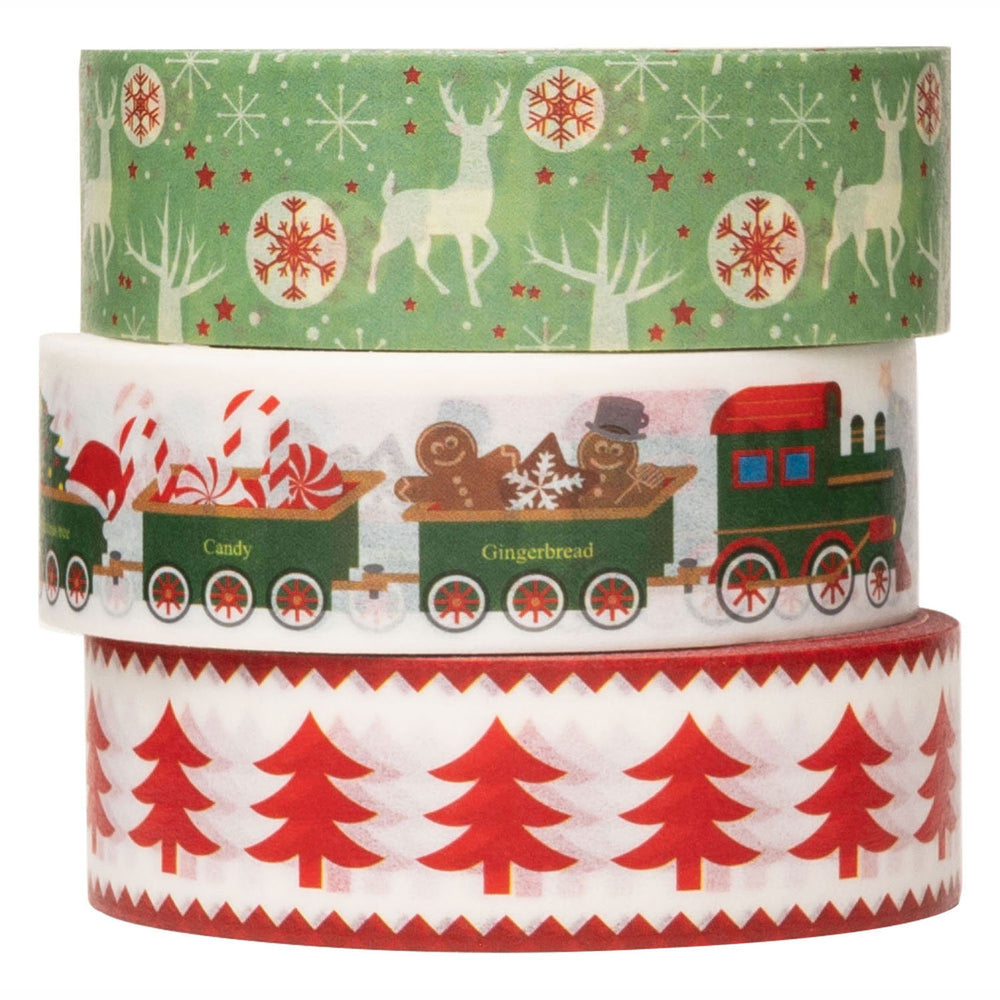 Kleuringen - Washi Tape Kerst 3 Rollen, 5mtr.