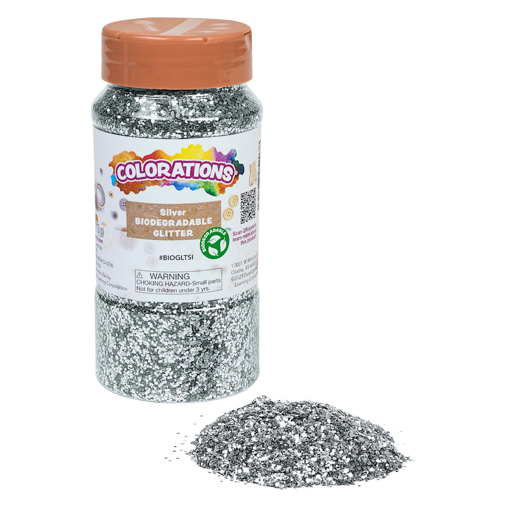 Kleuringen - biologische afbreekbare glitter - zilver, 113 gram