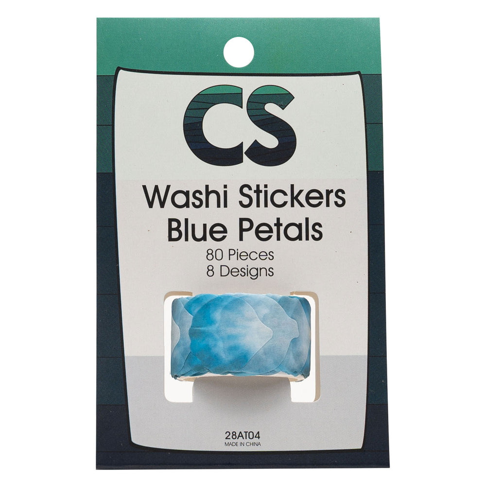 Kleuringen - washi stickers - blauwe bloemblaadjes, 80st.