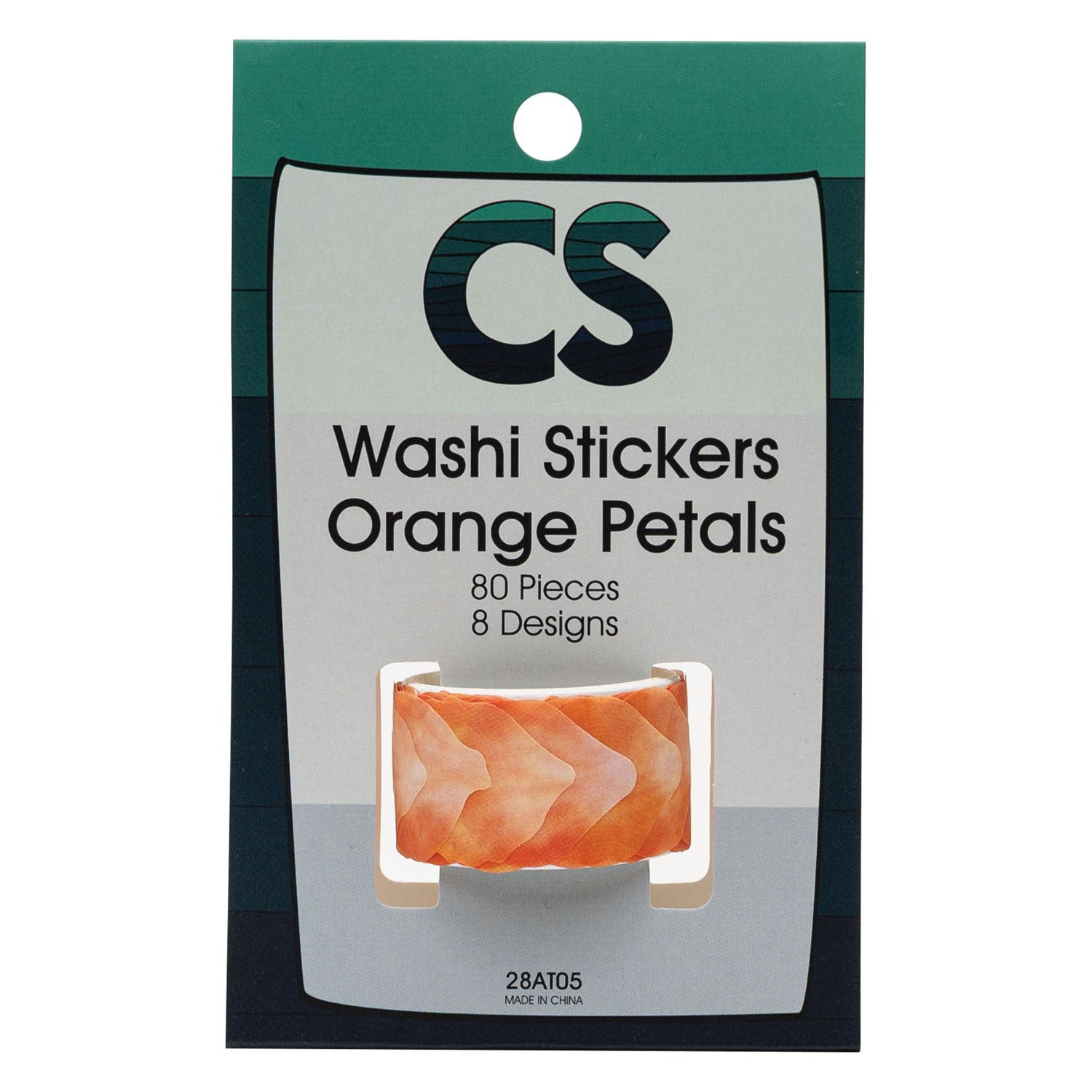 Kleuringen - washi stickers - oranje bloemblaadjes, 80st.