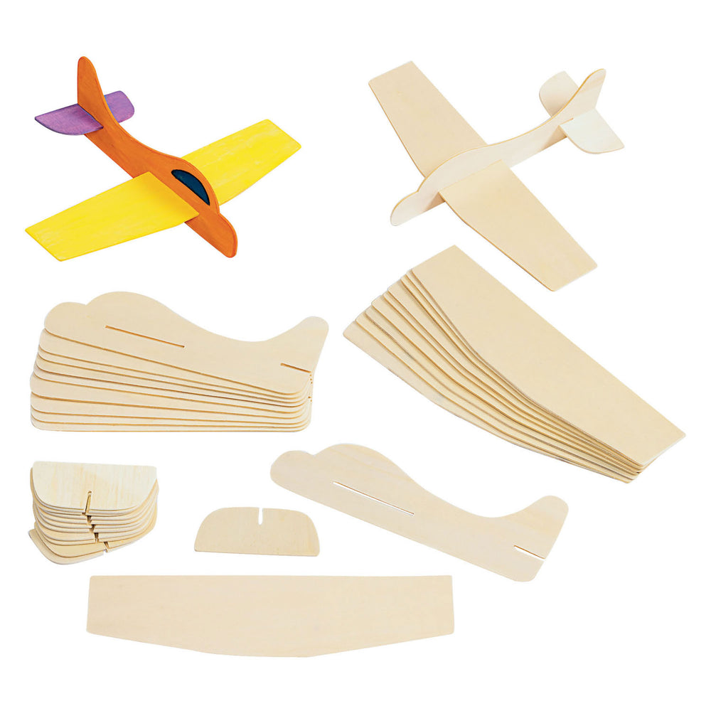 Kleuringen - houten modelvliegtuigen maken, set van 12