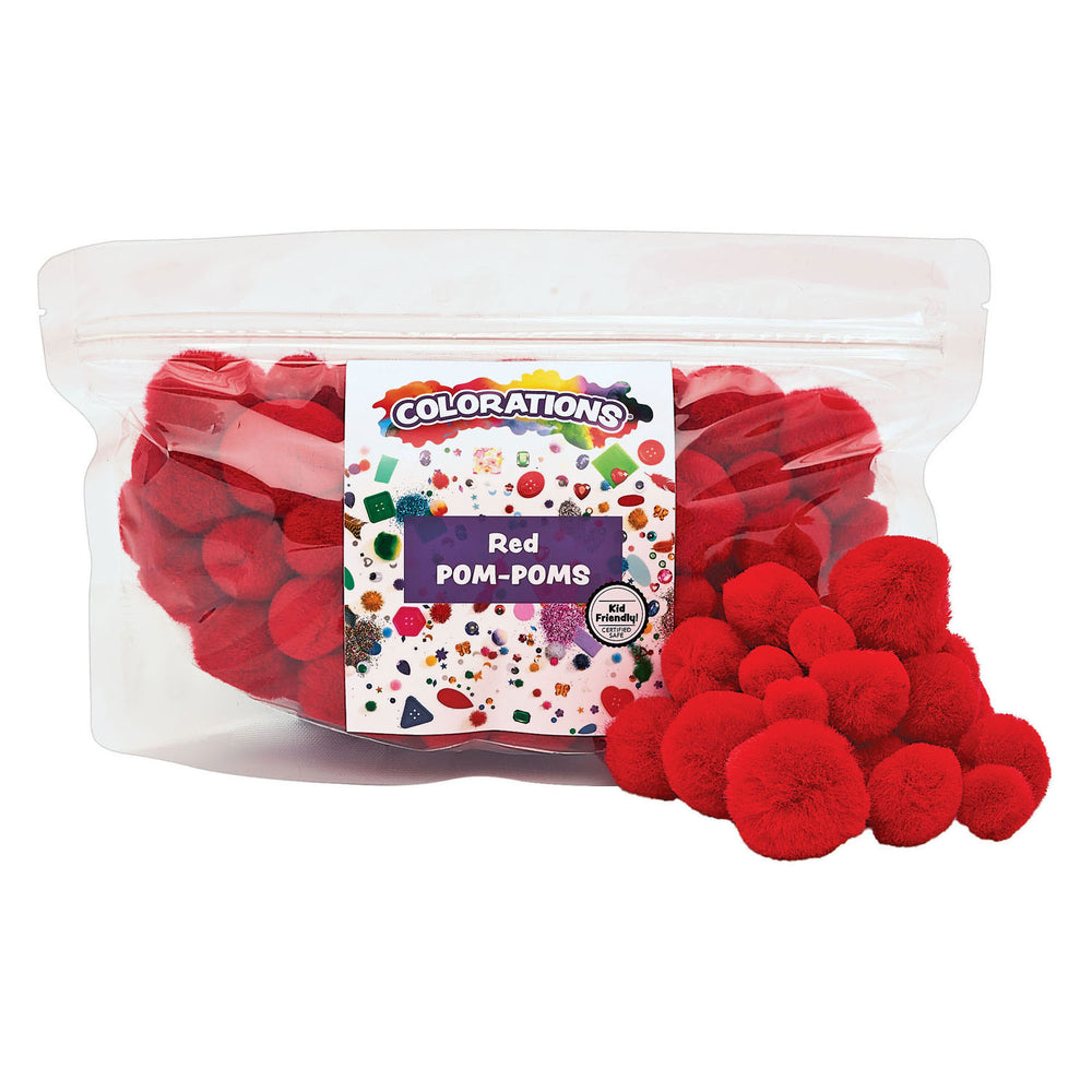 Kleuringen - pompons rood, 100st.