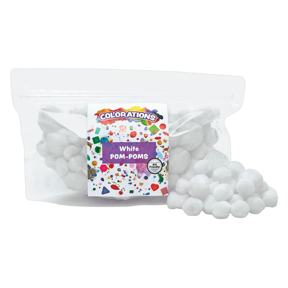 Colorations - pompons wit, 100st.