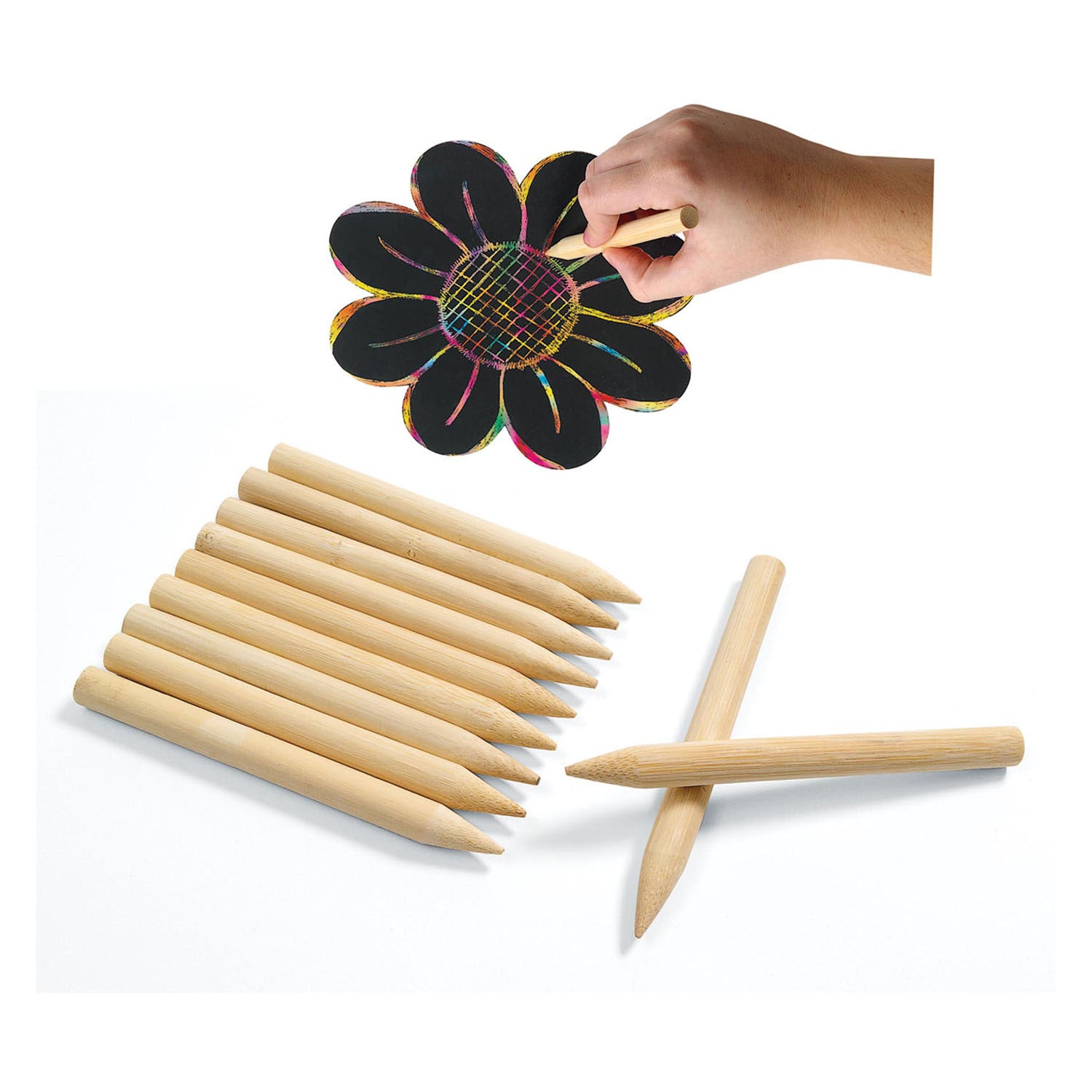 Kleuringen - houten kraspen, set van 48