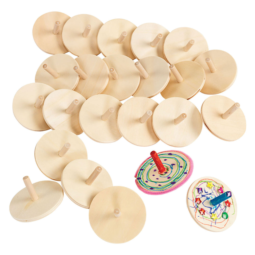 Kleuringen - houten tollen, set van 24