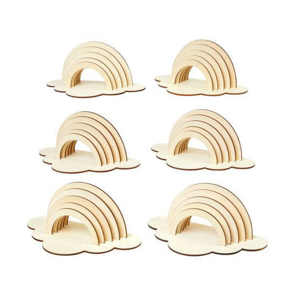 Kleuringen - maak een versier je eigen houten regenboog, set van 6