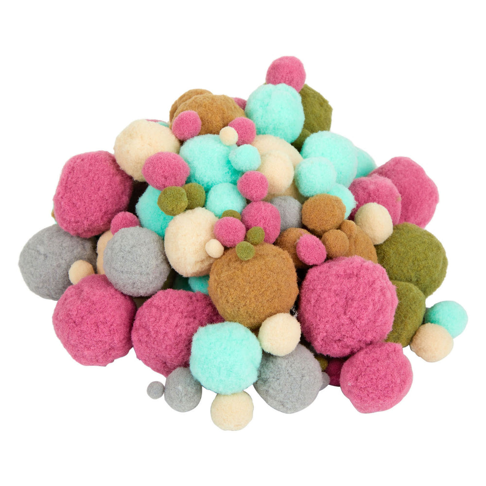 Kleuringen - pom poms natuurlijke en tinten kleur, 300st.