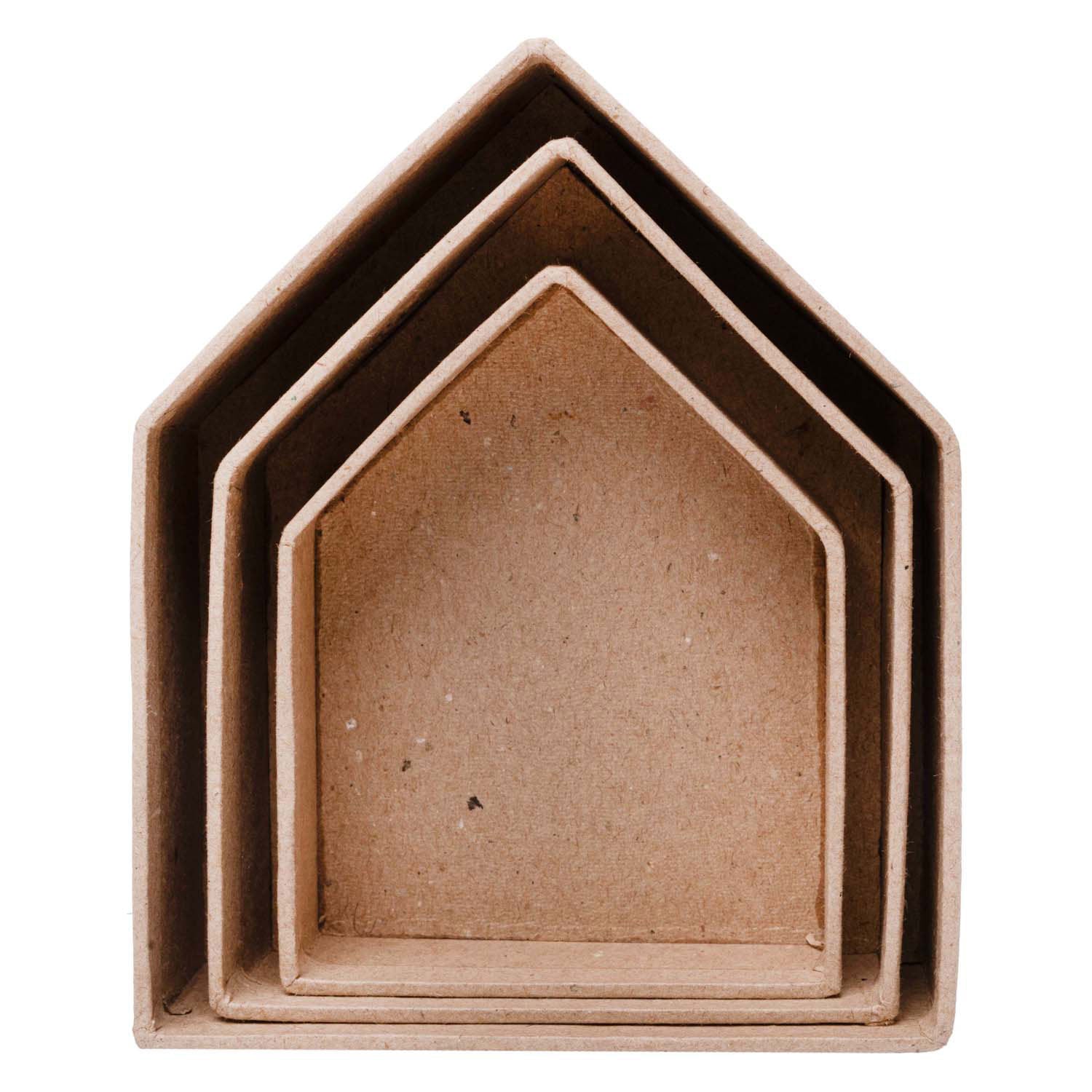 Colorations - papier-mache huisjes, 3st.