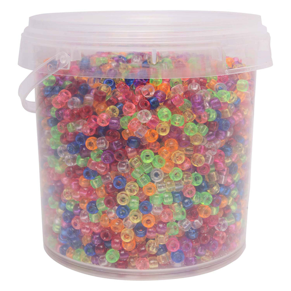 Kleuringen - kleine pony kralen - transparant, 4 x 6 mm, 500 gr.