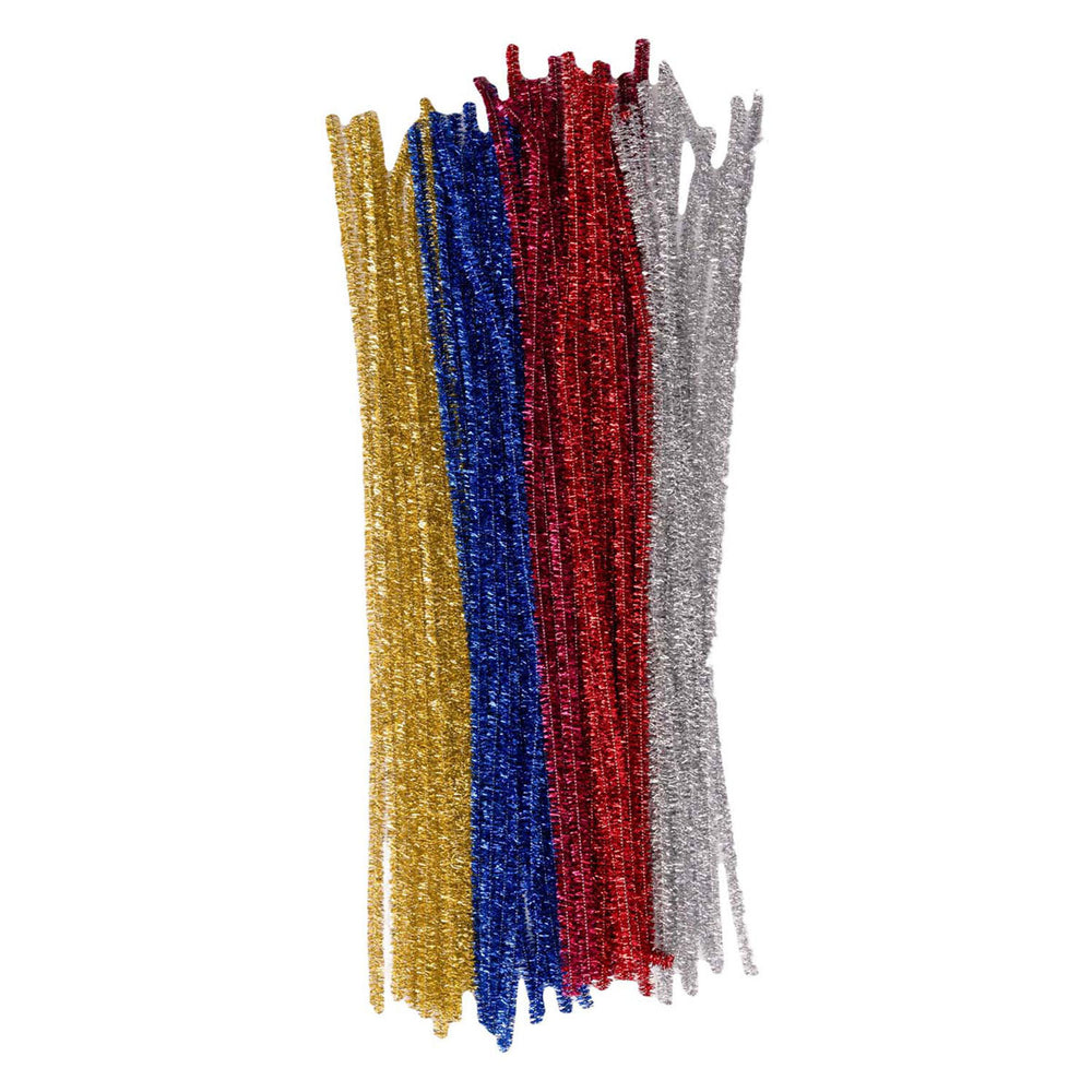 Kleuringen - glitter chenilledraad, 50st.