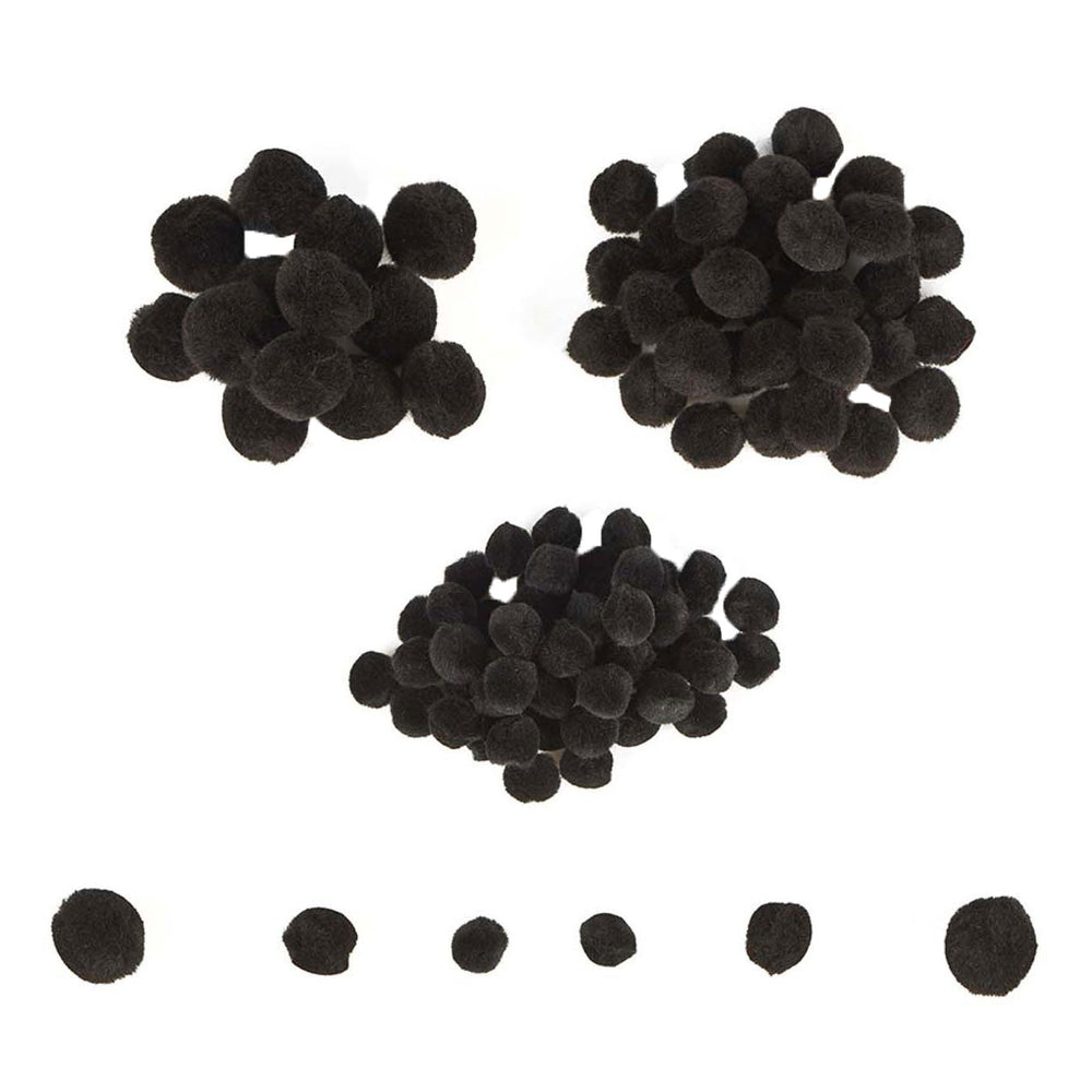 Colorations - mini pompons zwart, 100st.