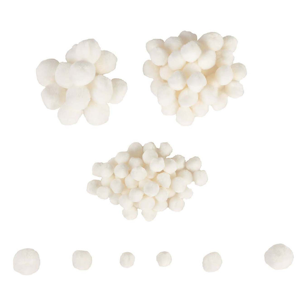 Colorations - mini pompons wit, 100st.