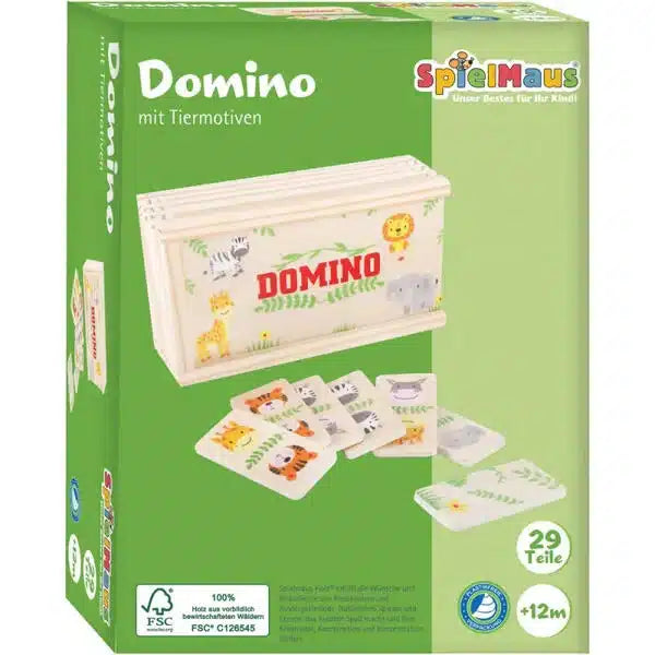 Vedes spielmaus houten domino spel met 28 bordjes