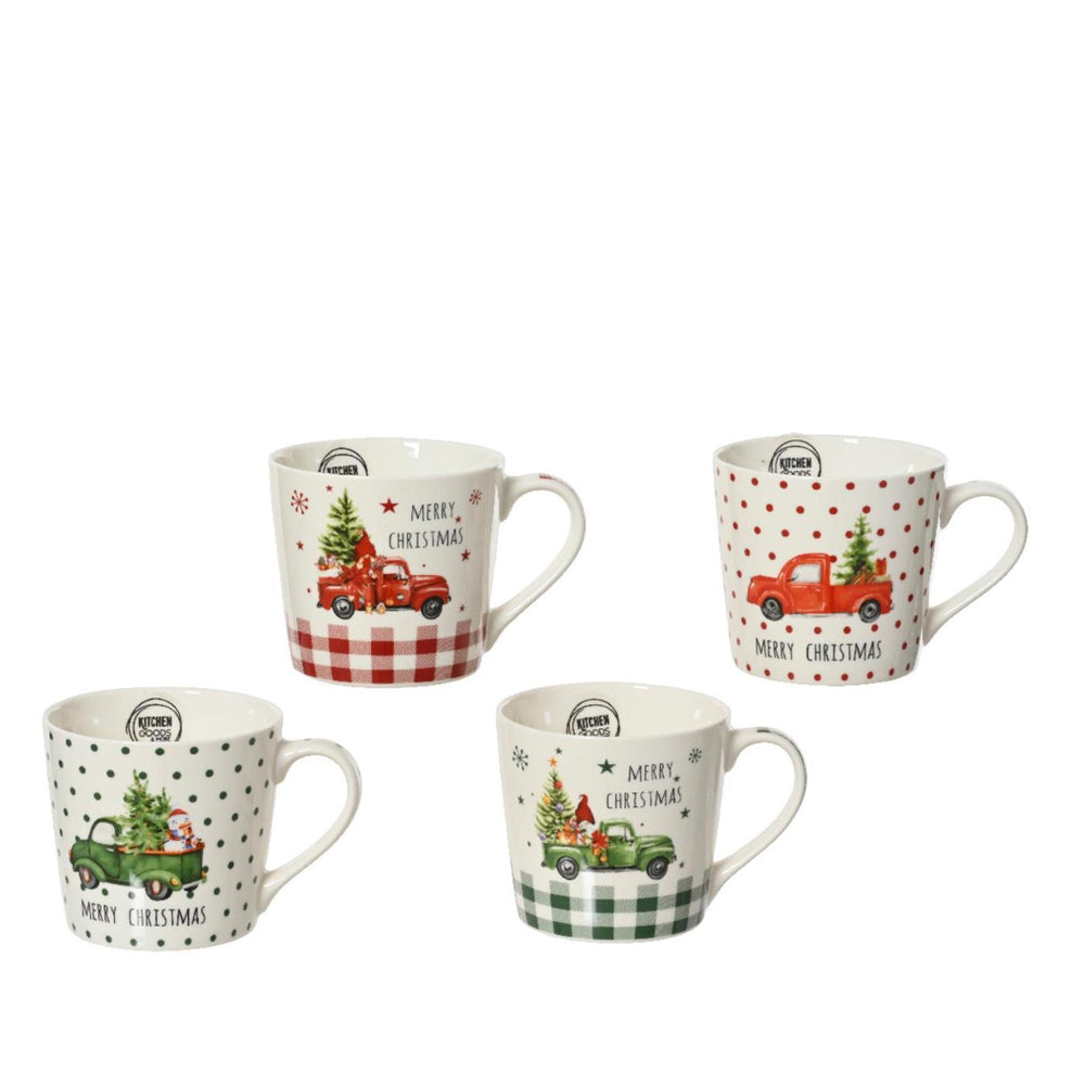 Decoris kerstmok porselein ø9,8xh8,8cm 4 assorti