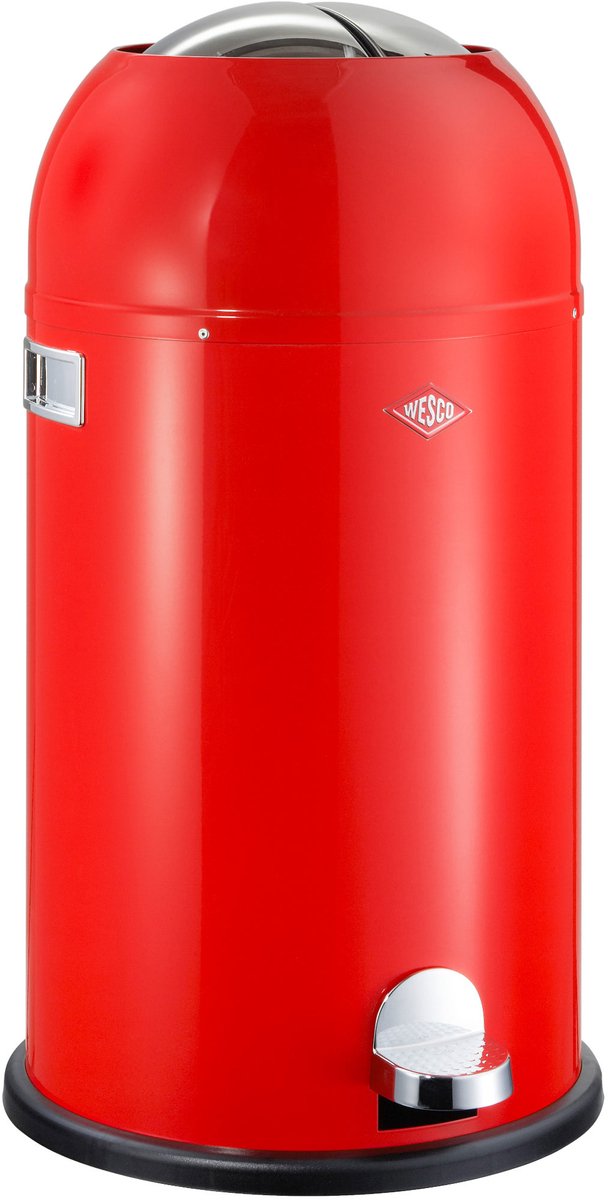 Wesco kickmaster prullenbak | pedaalemmer | 33 liter | metaal - rood | afvalemmer - made in germany