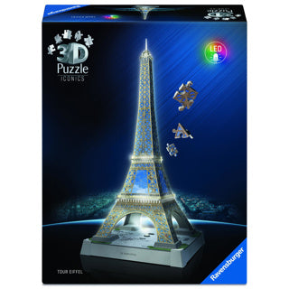 Ravensburger 3d puzzel iconics eiffeltoren - met licht - 243st.